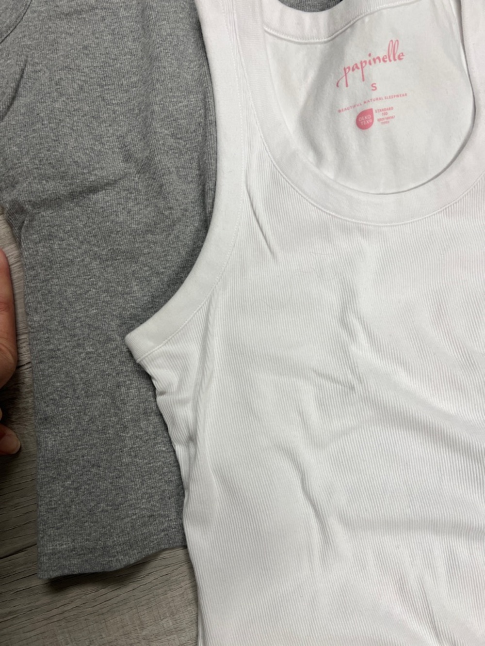 Papinelle Ribbed Shelf Bra Tank Tops - White, Gray & Black (3-Pack) - Picture 6 of 8